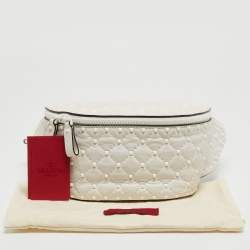 Pre Owned Valentino White Leather Rockstud Spike Belt Bag