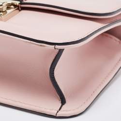 Pre Owned Valentino Light Pink Leather Mini Rockstud Glam Lock Flap Bag