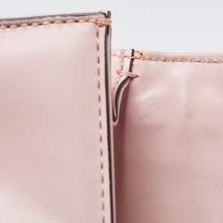 Pre Owned Valentino Light Pink Leather Mini Rockstud Glam Lock Flap Bag