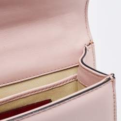 Pre Owned Valentino Light Pink Leather Mini Rockstud Glam Lock Flap Bag