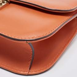 Pre Owned Valentino Tan Leather Small Rockstud Glam Lock Flap Bag
