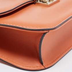 Pre Owned Valentino Tan Leather Small Rockstud Glam Lock Flap Bag