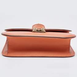 Pre Owned Valentino Tan Leather Small Rockstud Glam Lock Flap Bag