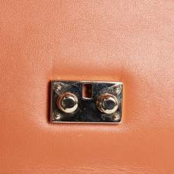 Pre Owned Valentino Tan Leather Small Rockstud Glam Lock Flap Bag