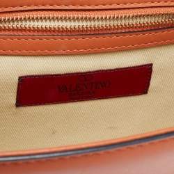 Pre Owned Valentino Tan Leather Small Rockstud Glam Lock Flap Bag