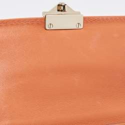 Pre Owned Valentino Tan Leather Small Rockstud Glam Lock Flap Bag