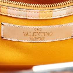 Pre Owned Valentino Multicolor 1975 Striped Leather Rockstud Trapeze Tote