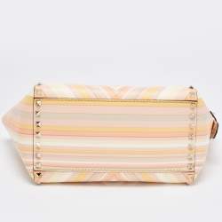 Pre Owned Valentino Multicolor 1975 Striped Leather Rockstud Trapeze Tote