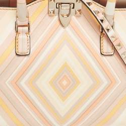 Pre Owned Valentino Multicolor 1975 Striped Leather Rockstud Trapeze Tote