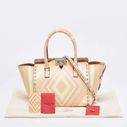 Pre Owned Valentino Multicolor 1975 Striped Leather Rockstud Trapeze Tote