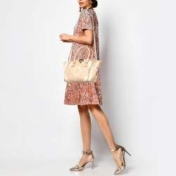 Pre Owned Valentino Multicolor 1975 Striped Leather Rockstud Trapeze Tote