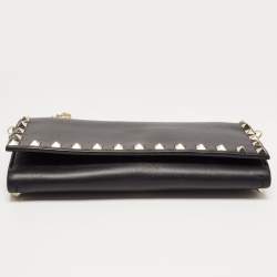 Pre Owned محفظة بسلسلة فالنتينو روكستد جلد ميتالك