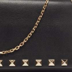 Pre Owned محفظة بسلسلة فالنتينو روكستد جلد ميتالك