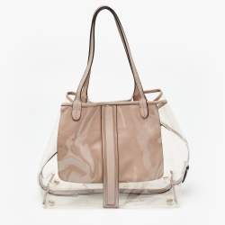 Pre Owned Valentino Transparent/Pink PVC and Leather Rockstud Naked Tote