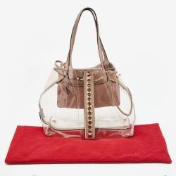 Pre Owned Valentino Transparent/Pink PVC and Leather Rockstud Naked Tote