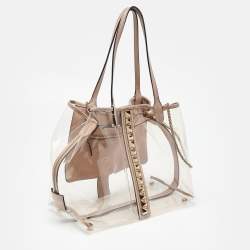 Pre Owned Valentino Transparent/Pink PVC and Leather Rockstud Naked Tote