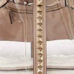 Pre Owned Valentino Transparent/Pink PVC and Leather Rockstud Naked Tote