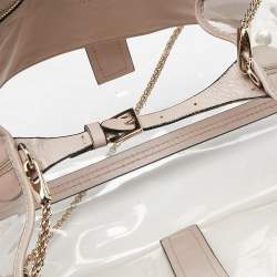 Pre Owned Valentino Transparent/Pink PVC and Leather Rockstud Naked Tote