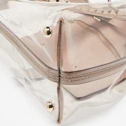Pre Owned Valentino Transparent/Pink PVC and Leather Rockstud Naked Tote