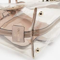 Pre Owned Valentino Transparent/Pink PVC and Leather Rockstud Naked Tote