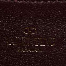Pre Owned Valentino Dark Purple Leather Rockstud Phone Case Chain Bag