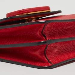 Valentino Red Grained Leather VLogo Compact Wallet On Chain