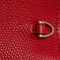 Valentino Red Grained Leather VLogo Compact Wallet On Chain