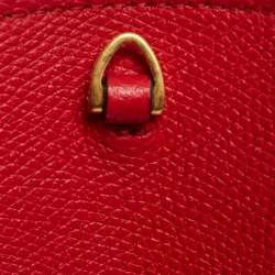Valentino Red Grained Leather VLogo Compact Wallet On Chain