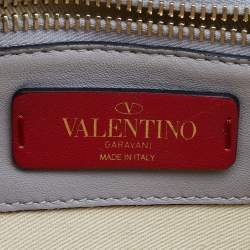 Pre Owned Valentino Grey Quilted Leather Medium Candystud Top Handle Bag