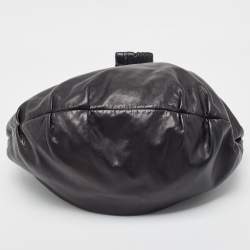 Pre Owned Valentino Black Leather VLogo Crystals Embellished Hobo