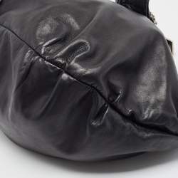 Pre Owned Valentino Black Leather VLogo Crystals Embellished Hobo