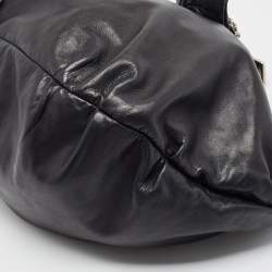 Valentino Black Leather VLogo Crystals Embellished Hobo