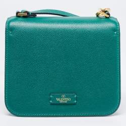 Pre Owned Valentino Green Leather VSling Shoulder Bag