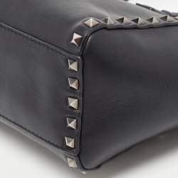 Pre Owned Valentino Black Leather Mini Rockstud Trapeze Tote