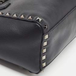 Pre Owned Valentino Black Leather Mini Rockstud Trapeze Tote