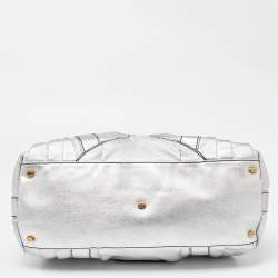 Pre Owned Valentino Silver Leather Front Pocket Satchel