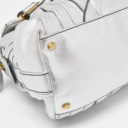 Pre Owned Valentino Silver Leather Front Pocket Satchel