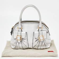 Pre Owned Valentino Silver Leather Front Pocket Satchel
