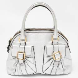 Pre Owned Valentino Silver Leather Front Pocket Satchel