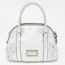 Pre Owned Valentino Silver Leather Front Pocket Satchel