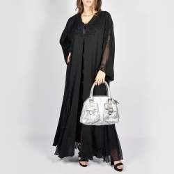 Pre Owned Valentino Silver Leather Front Pocket Satchel