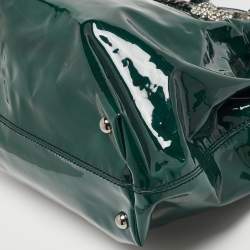 Pre Owned Valentino Green Patent Leather Chain Tote