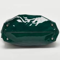 Pre Owned Valentino Green Patent Leather Chain Tote