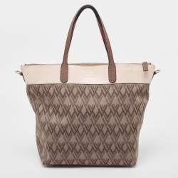 Valentino Multicolor V Print Canvas and Leather Shopper Tote