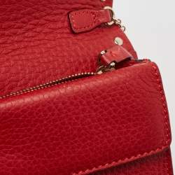 Valentino Red Leather Rockstud Chain Clutch