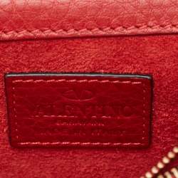 Valentino Red Leather Rockstud Chain Clutch