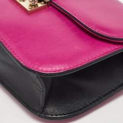Pre Owned Valentino Pink Leather Small Rockstud Glam Lock Flap Bag