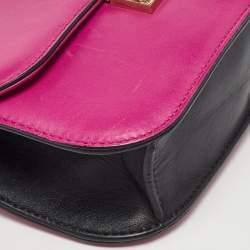 Pre Owned Valentino Pink Leather Small Rockstud Glam Lock Flap Bag