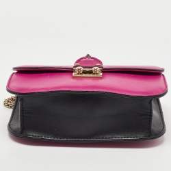 Pre Owned Valentino Pink Leather Small Rockstud Glam Lock Flap Bag
