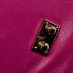 Pre Owned Valentino Pink Leather Small Rockstud Glam Lock Flap Bag